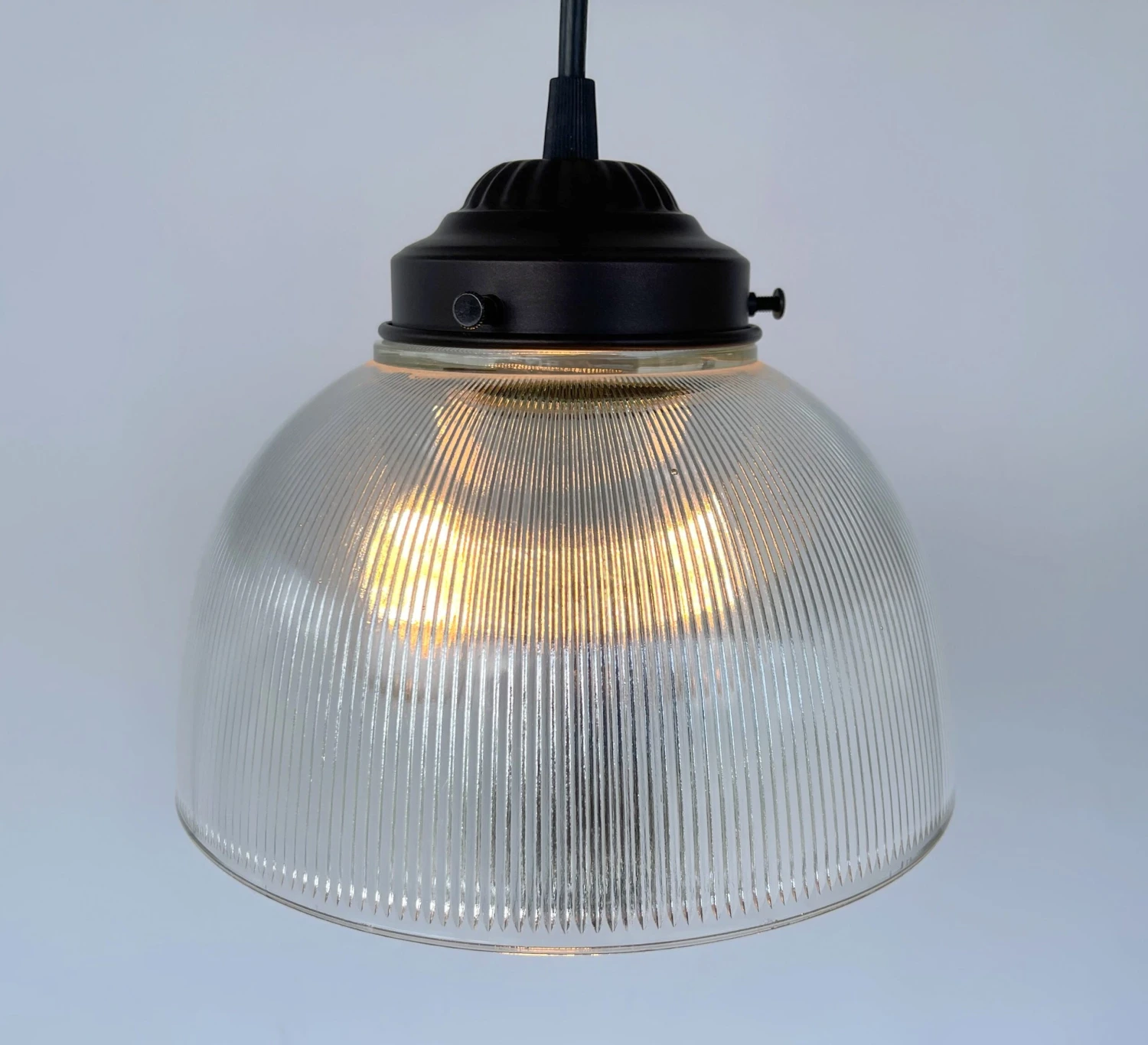 Antique 1960's Factory Holophane Chandelier Light 5 Antique 1960's Factory Holophane Chandelier Light - Image 3