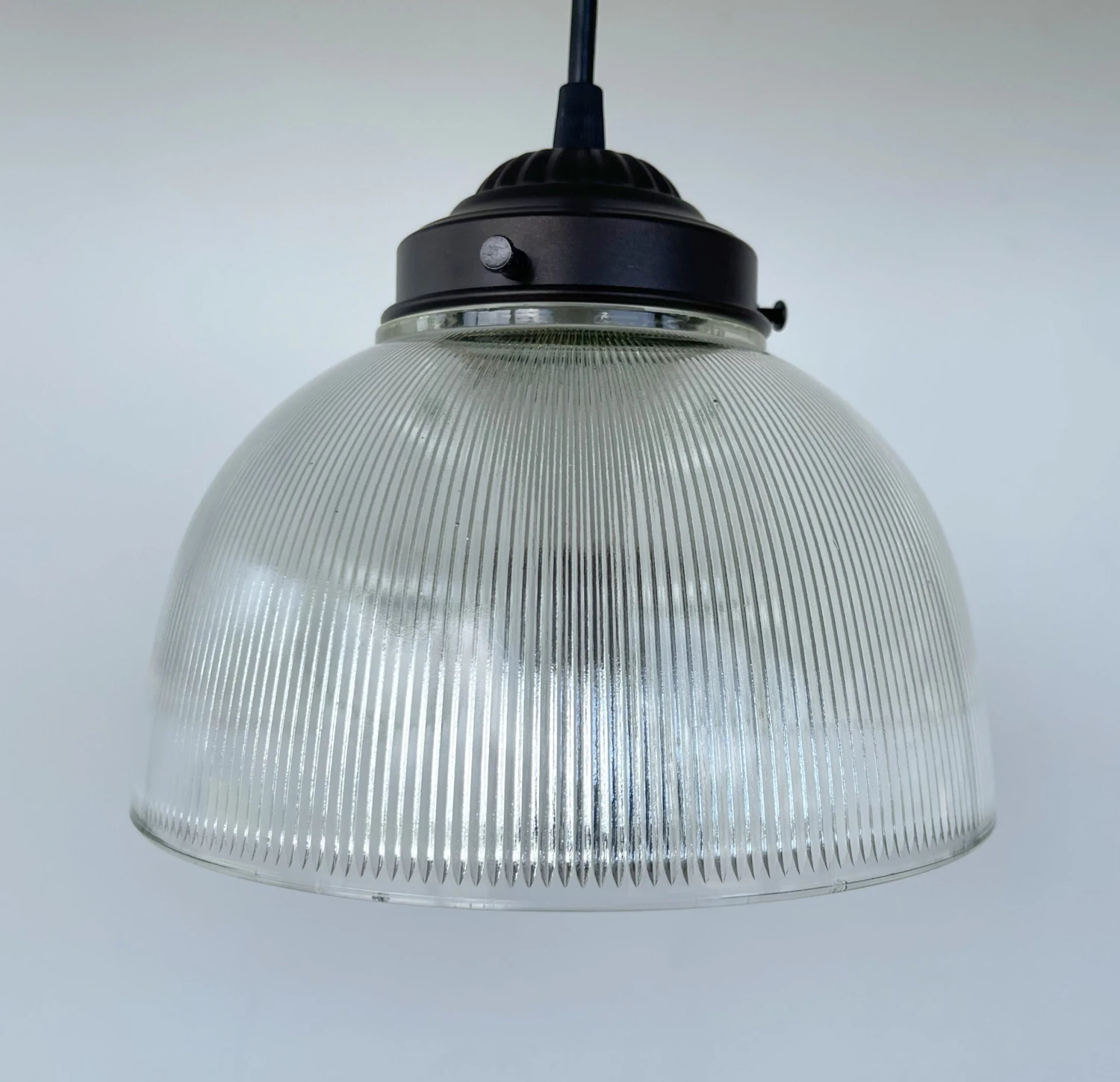 Antique 1960's Factory Holophane Chandelier Light 7 Antique 1960's Factory Holophane Chandelier Light - Image 5