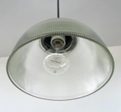 Antique 1960's Factory Holophane Chandelier Light 15 Antique 1960's Factory Holophane Chandelier Light -The Lamp Goods HolophaneDomePendantLight 3