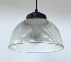 Antique 1960's Factory Holophane Chandelier Light 16 Antique 1960's Factory Holophane Chandelier Light -The Lamp Goods HolophaneDomePendantLight 4