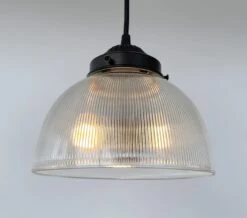 Antique 1960's Factory Holophane Chandelier Light 17 Antique 1960's Factory Holophane Chandelier Light -The Lamp Goods HolophaneDomePendantLight 5