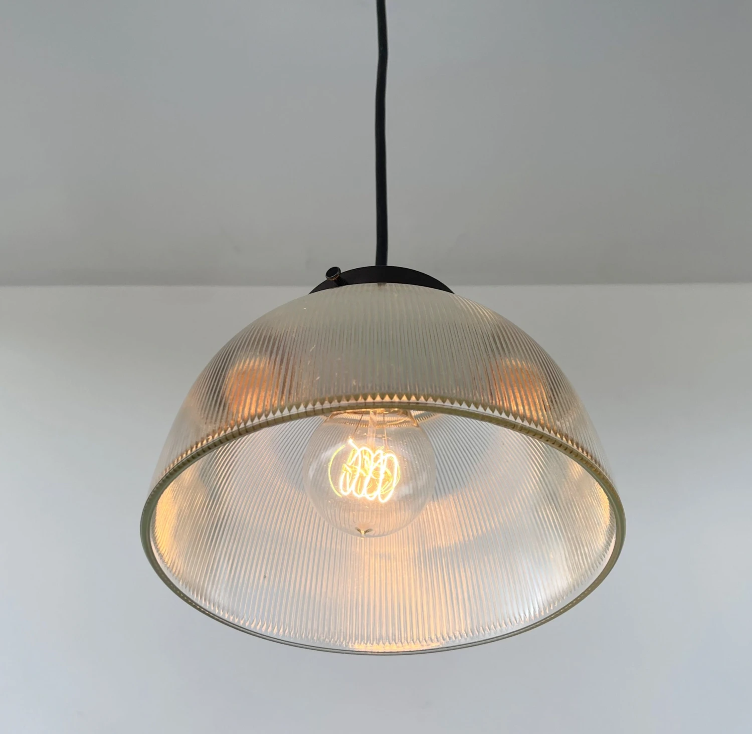 Antique 1960's Factory Holophane Chandelier Light 4 Antique 1960's Factory Holophane Chandelier Light - Image 2