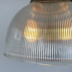 Antique 1960's Factory Holophane Chandelier Light 13 Antique 1960's Factory Holophane Chandelier Light -The Lamp Goods HolophaneDomePendantLight 8