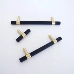 Knurled T-Bar Brass + Matte Black Handles(Knurled T Bar Brass Matte Black Handles) 14 Knurled T-Bar Brass + Matte Black Handles(Knurled T Bar Brass Matte Black Handles) -The Lamp Goods IMG 1282