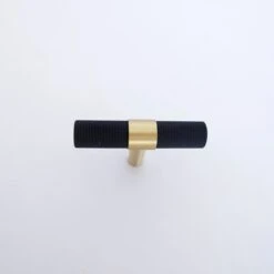 Knurled T-Bar Brass + Matte Black Handles(Knurled T Bar Brass Matte Black Handles) 16 Knurled T-Bar Brass + Matte Black Handles(Knurled T Bar Brass Matte Black Handles) -The Lamp Goods IMG 1284