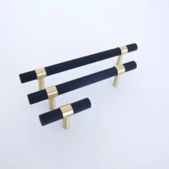 Knurled T-Bar Brass + Matte Black Handles(Knurled T Bar Brass Matte Black Handles) 17 Knurled T-Bar Brass + Matte Black Handles(Knurled T Bar Brass Matte Black Handles) -The Lamp Goods IMG 1285