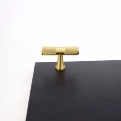 Knurled Brass T-Bar + Handles(Knurled T Bar Brass Matte Black Handles 1) -The Lamp Goods IMG 1383