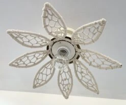 IVORY Natural FLORAL Ceiling Light Fixture -The Lamp Goods Ivory Rattan Flower Ceiling Light 2