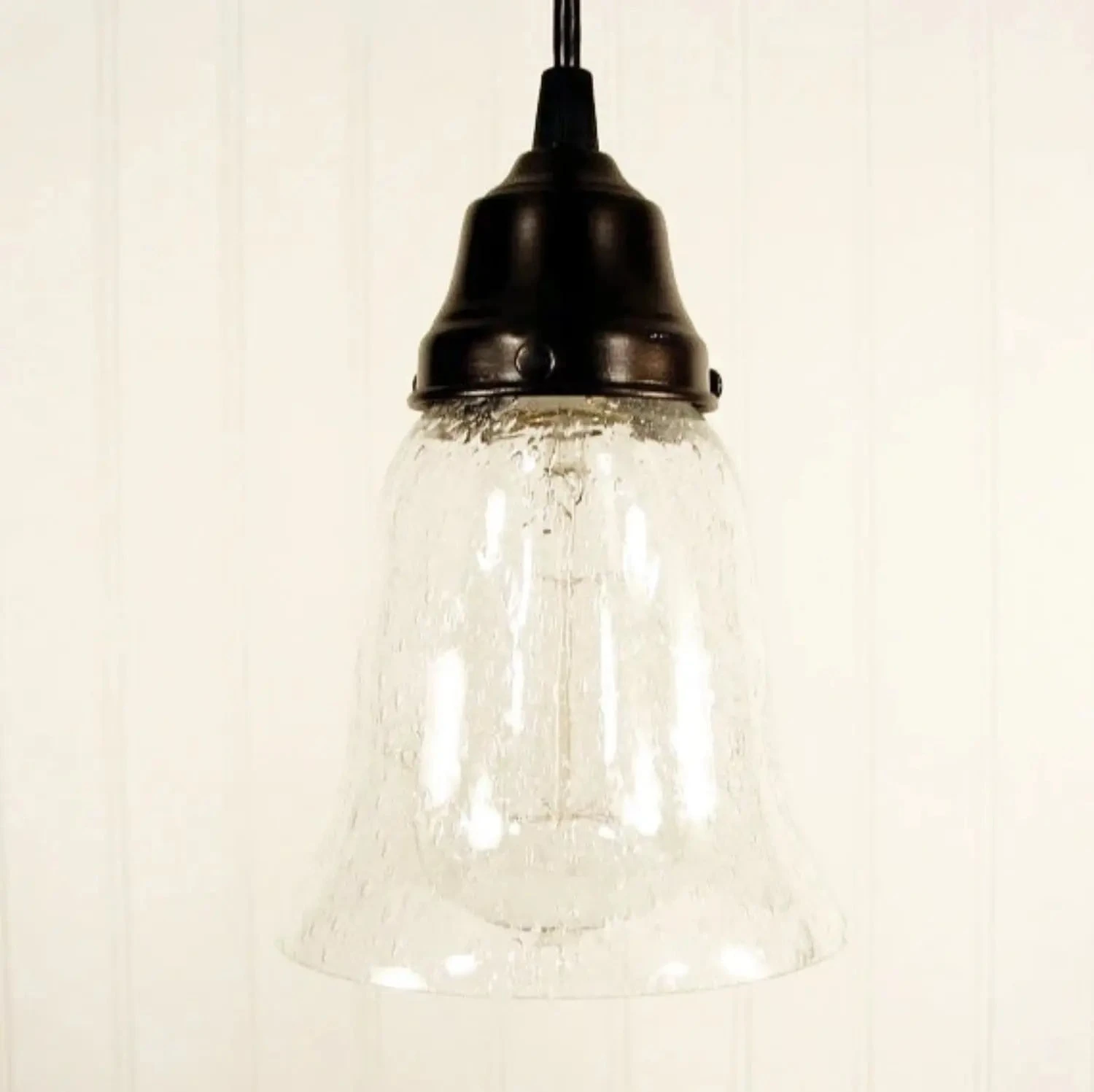 Clear Seeded Shade Glass Pendant Light 6 Clear Seeded Shade Glass Pendant Light - Image 4