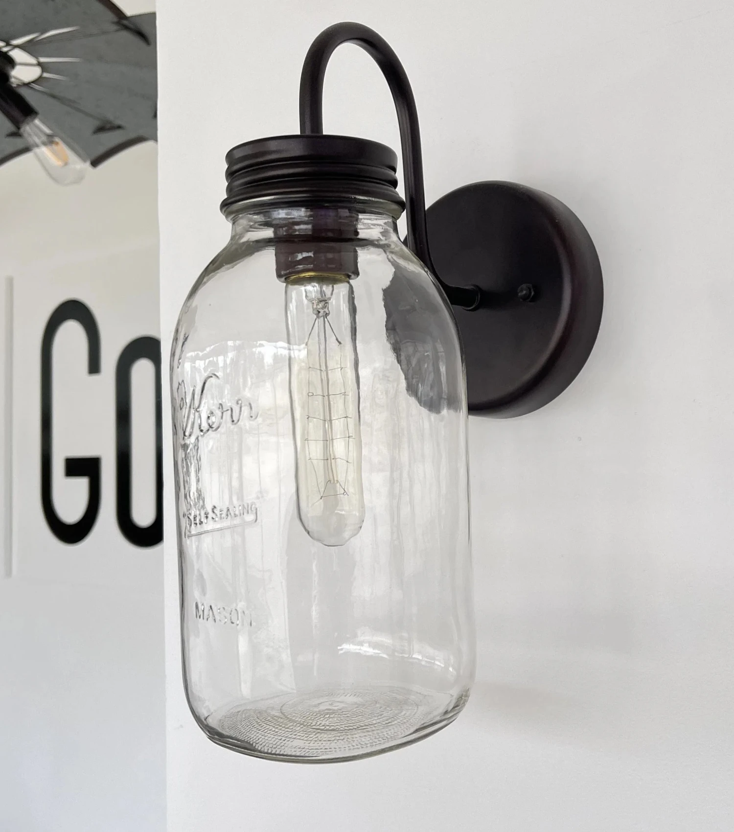 Vintage KERR Mason Jar Wall SCONCE Lighting Fixture 6 Vintage KERR Mason Jar Wall SCONCE Lighting Fixture - Image 4