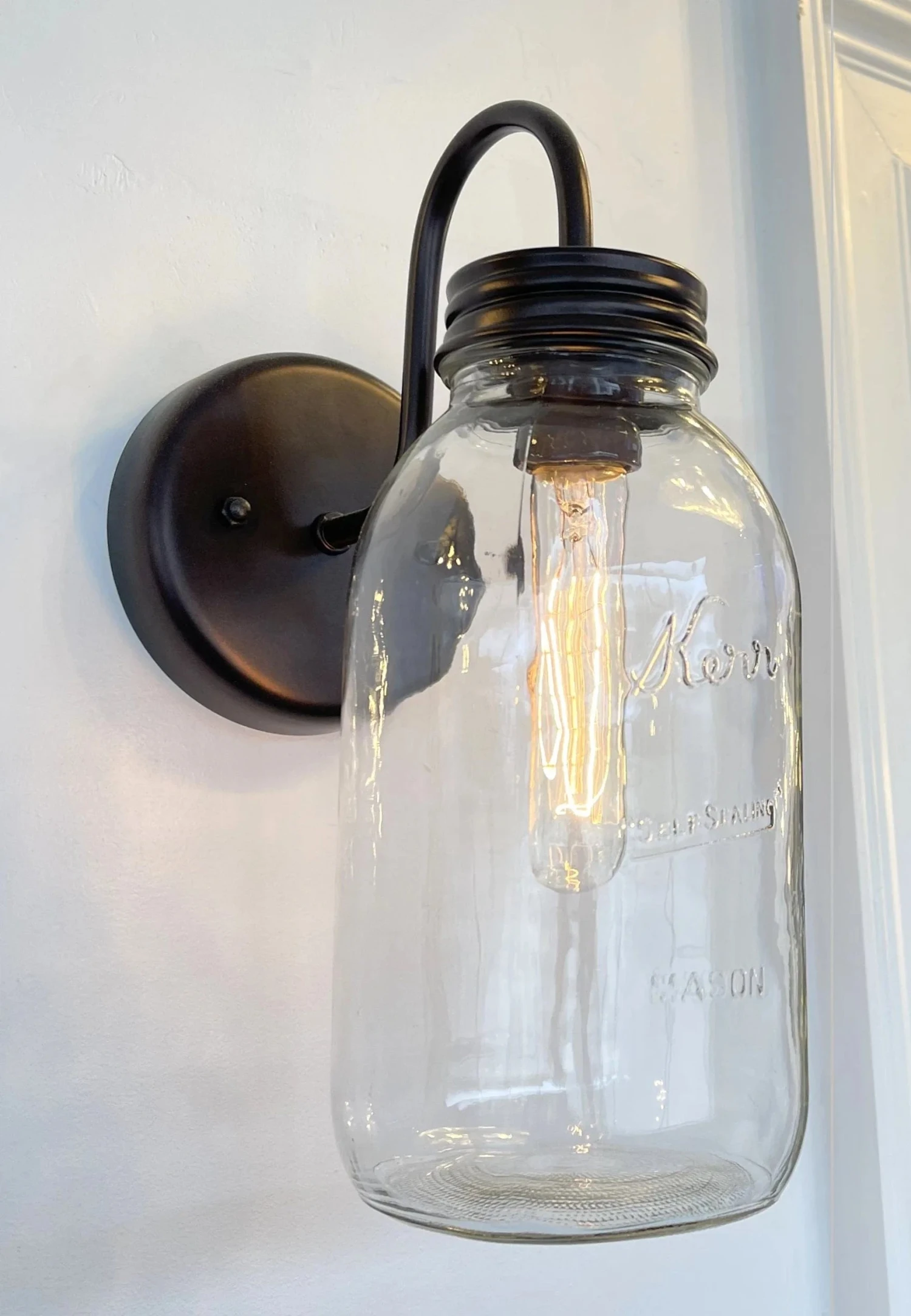 Vintage KERR Mason Jar Wall SCONCE Lighting Fixture 7 Vintage KERR Mason Jar Wall SCONCE Lighting Fixture - Image 5