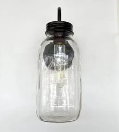 Vintage KERR Mason Jar Wall SCONCE Lighting Fixture 17 Vintage KERR Mason Jar Wall SCONCE Lighting Fixture -The Lamp Goods KerrVintageHalfGallonMasonJarWallSconceIndustriallightfixture 7