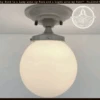 Modern Milk Glass GREY Ceiling Light Fixture Of 8" Opal Glass Globe -The Lamp Goods LOGO Background 2000 x 1860 px 14