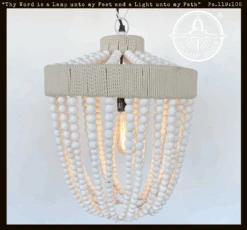 Very Large Farmhouse Beaded Chandelier Pendant Light