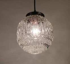 Large Antique Diamond 1960's Glass PENDANT Light -The Lamp Goods LargeDiamondClearPendatnLight 1