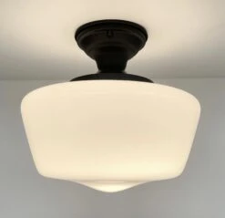 Large Schoolhouse Milk Glass LIGHT Fixture -The Lamp Goods LargeMilkGlassflushmountlightingfixtureMachias 4