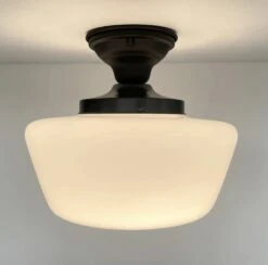 Large Schoolhouse Milk Glass LIGHT Fixture -The Lamp Goods LargeMilkGlassflushmountlightingfixtureMachias 6