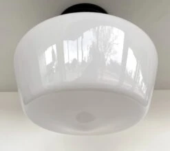 Large Schoolhouse Milk Glass LIGHT Fixture -The Lamp Goods LargeMilkGlassflushmountlightingfixtureMachiaslight 2
