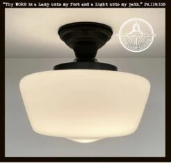 12" Dia. Clear Over Opal Glass Schoolhouse Shade -The Lamp Goods LargeMilkGlassflushmountlightingfixtureMachiasmilkglass 1