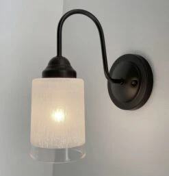 Modern Farmhouse Linen & Clear Glass Wall Sconce Lighting -The Lamp Goods Linen ClearModernWallSconce 10