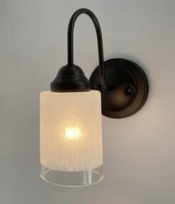 Modern Farmhouse Linen & Clear Glass Wall Sconce Lighting -The Lamp Goods Linen ClearModernWallSconce 12