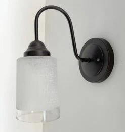 Modern Farmhouse Linen & Clear Glass Wall Sconce Lighting -The Lamp Goods Linen ClearModernWallSconce 4