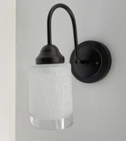 Modern Farmhouse Linen & Clear Glass Wall Sconce Lighting -The Lamp Goods Linen ClearModernWallSconce 6