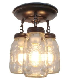 Mason Jar LIGHT FIXTURE New Quart Chain Trio -The Lamp Goods Mason Jar Light Fixture New