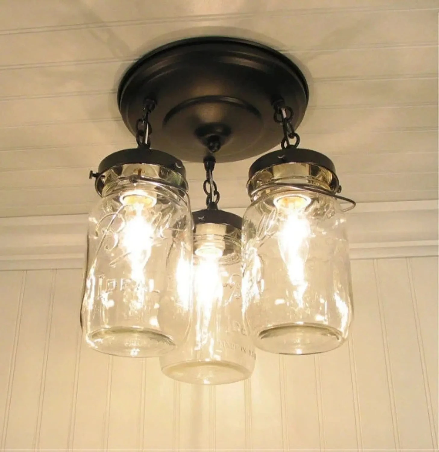 Mason Jar Vintage Light Fixture - Quart Chain Trio 7 Mason Jar Vintage Light Fixture - Quart Chain Trio - Image 5
