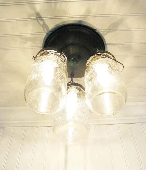 Mason Jar Vintage Light Fixture - Quart Chain Trio 6 Mason Jar Vintage Light Fixture - Quart Chain Trio - Image 4