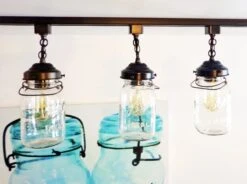 Rustic Mason Jar TRACK LIGHT Chain Trio Of Vintage Quarts -The Lamp Goods Mason Jar Track Lighting Fixture Trio 4271121f ea3c 4774 8960 29fbe9118ef8