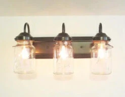 Rustic Vintage Mason Jar BATHROOM Light Trio -The Lamp Goods Mason Jar Vanity Light 3 51325.1424876222.1280.1280