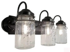 Rustic Vintage Mason Jar BATHROOM Light Trio -The Lamp Goods Mason Jar Vanity Trio Vintage Quart for Houzz Antique Black