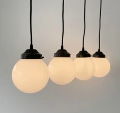 MODERN CONTEMPORARY Glass Dining Room Chandelier PENDANT Light -The Lamp Goods MilkGlass6inchgloberectangularpendantchandeler 4