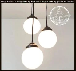 Milk Glass Chandelier Pendant Trio