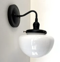 Opal Mushroom Schoolhouse Wall Sconce Light -The Lamp Goods MushroomMilkGlassWallSconceLightwithUnoHolderr 2