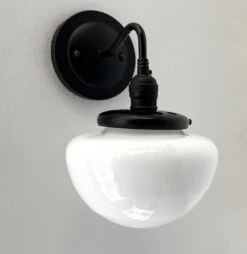 Opal Mushroom Schoolhouse Wall Sconce Light -The Lamp Goods MushroomMilkGlassWallSconceLightwithUnoHolderr 3