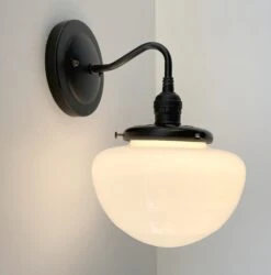 Opal Mushroom Schoolhouse Wall Sconce Light -The Lamp Goods MushroomMilkGlassWallSconceLightwithUnoHolderr 4