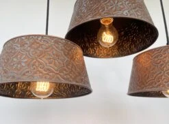 Ornate Copper CHANDELIER Rectangular TRIO Light -The Lamp Goods OrnateCopperRectangularTrio 6