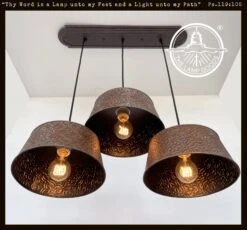 Ornate Copper CHANDELIER Rectangular TRIO Light