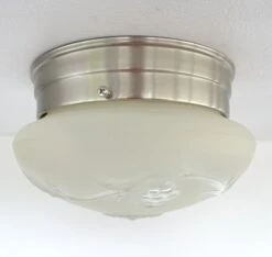 Mid Century Ceiling Light Farmhouse Fixture -The Lamp Goods QualityFrostandClearFloralMidCenturylowDomeceilingLight 8