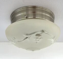 Mid Century Ceiling Light Farmhouse Fixture -The Lamp Goods QualityFrostandClearFloralMidCenturylowDomeceilingLight 9