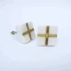 White Stone + Gold Square Knob(White Stone Gold Square Knob) -The Lamp Goods Quartz Stone Square Gold Knob 1