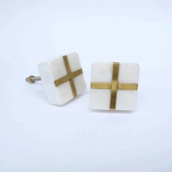 White Stone + Gold Square Knob(White Stone Gold Square Knob)
