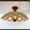 LARGE Natural RATTAN Ceiling Light Fixture -The Lamp Goods RattanCeilingLightFixtureLargeScallop 1