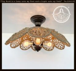 LARGE Natural RATTAN Ceiling Light Fixture