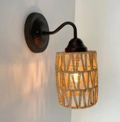 RATTAN COASTAL Bedroom Wall Sconce Light -The Lamp Goods RattanWallSconceBohoNurseryLightfixture 6