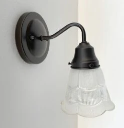 Fluted Antique Vanity 1960s SCONCE Wall Light -The Lamp Goods ScallopFrost ClearAntiqueGlassWallSconceLightFixture 2