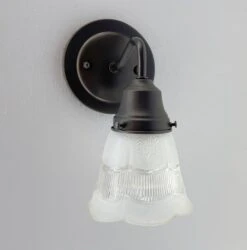 Fluted Antique Vanity 1960s SCONCE Wall Light -The Lamp Goods ScallopFrost ClearAntiqueGlassWallSconceLightFixture 3