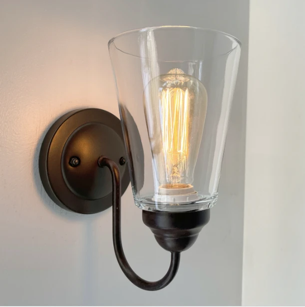 Heavy Modern Farmhouse Clear Glass Wall Sconce Light Fixture Shade 4 Heavy Modern Farmhouse Clear Glass Wall Sconce Light Fixture Shade - Image 2